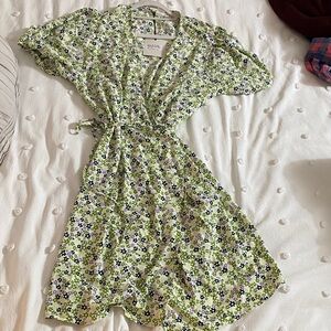 ASOS Curve White, yellow and Green Floral Midi Dress